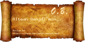 Oltean Benjámin névjegykártya